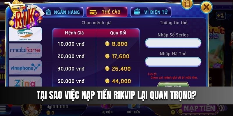 Tại sao việc nạp tiền Rikvip lại quan trọng?